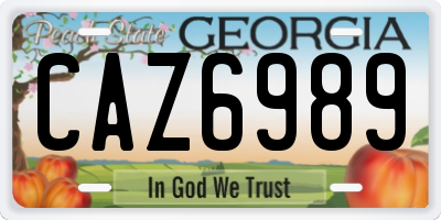GA license plate CAZ6989