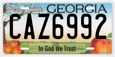 GA license plate CAZ6992