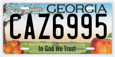 GA license plate CAZ6995