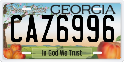 GA license plate CAZ6996
