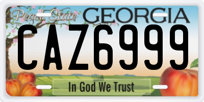 GA license plate CAZ6999