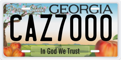 GA license plate CAZ7000