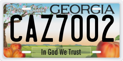 GA license plate CAZ7002