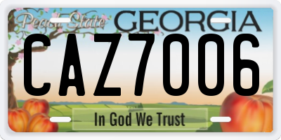 GA license plate CAZ7006
