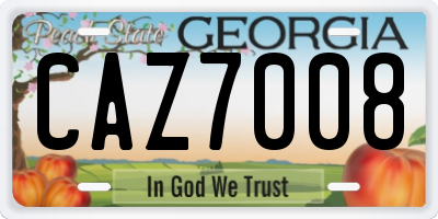GA license plate CAZ7008