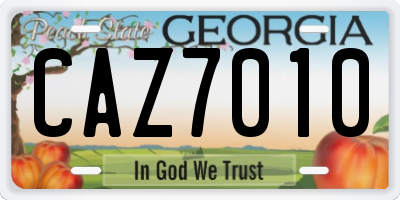 GA license plate CAZ7010