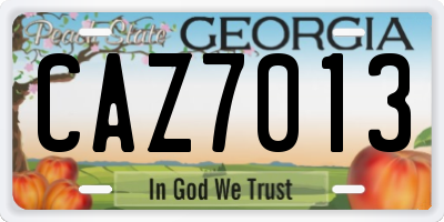 GA license plate CAZ7013