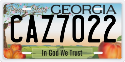 GA license plate CAZ7022