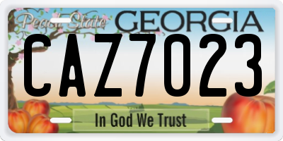 GA license plate CAZ7023