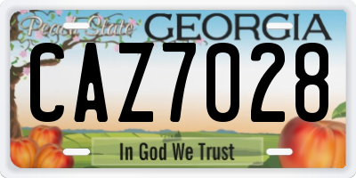 GA license plate CAZ7028