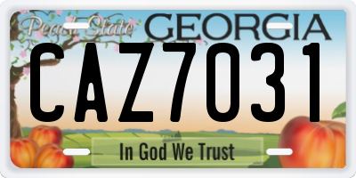 GA license plate CAZ7031