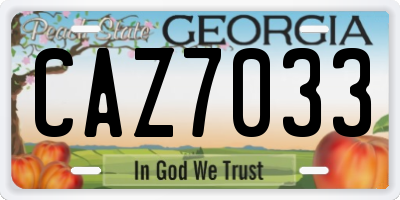 GA license plate CAZ7033