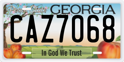 GA license plate CAZ7068
