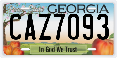 GA license plate CAZ7093