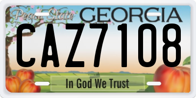 GA license plate CAZ7108