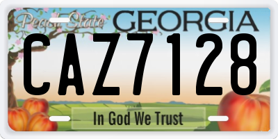 GA license plate CAZ7128