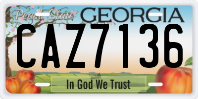 GA license plate CAZ7136