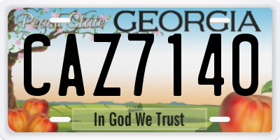 GA license plate CAZ7140