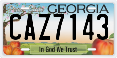 GA license plate CAZ7143