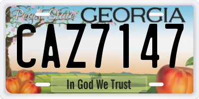 GA license plate CAZ7147