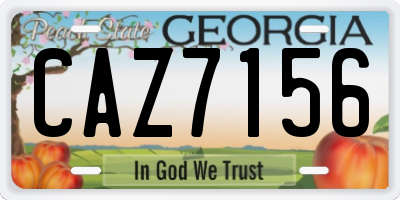 GA license plate CAZ7156