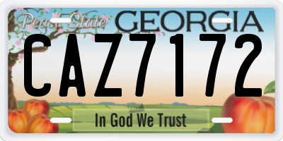 GA license plate CAZ7172