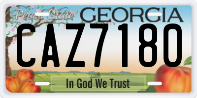 GA license plate CAZ7180