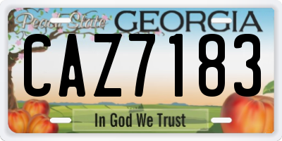 GA license plate CAZ7183