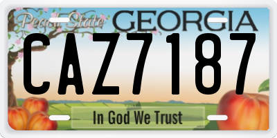GA license plate CAZ7187