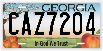 GA license plate CAZ7204