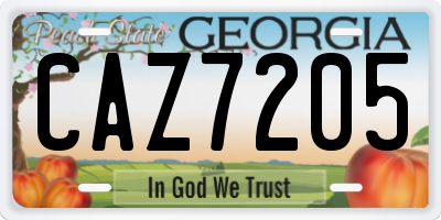 GA license plate CAZ7205