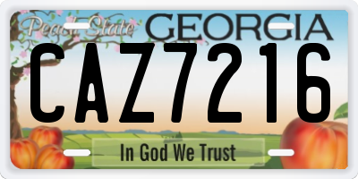 GA license plate CAZ7216