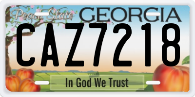 GA license plate CAZ7218