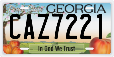 GA license plate CAZ7221