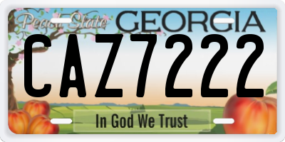 GA license plate CAZ7222