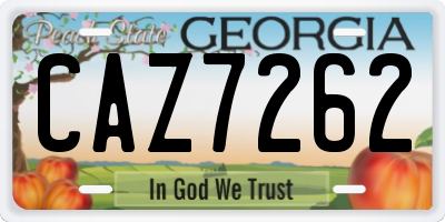 GA license plate CAZ7262