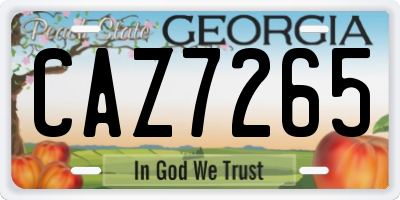 GA license plate CAZ7265