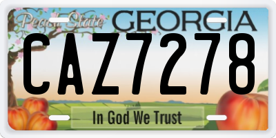 GA license plate CAZ7278