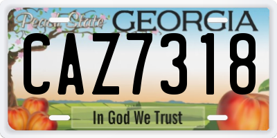 GA license plate CAZ7318