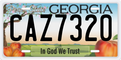 GA license plate CAZ7320