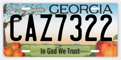 GA license plate CAZ7322
