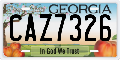 GA license plate CAZ7326