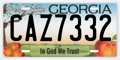 GA license plate CAZ7332