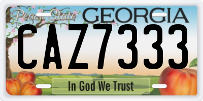 GA license plate CAZ7333