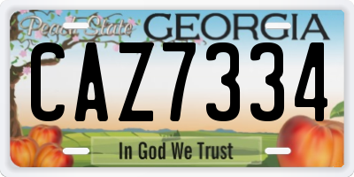 GA license plate CAZ7334