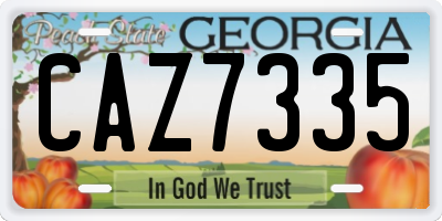 GA license plate CAZ7335