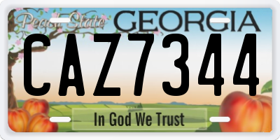 GA license plate CAZ7344