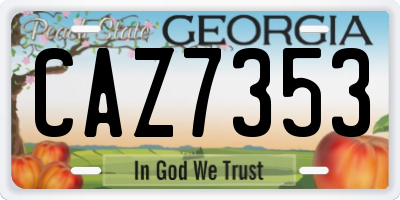GA license plate CAZ7353