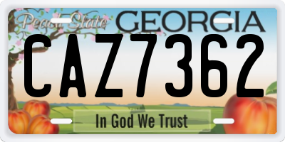 GA license plate CAZ7362