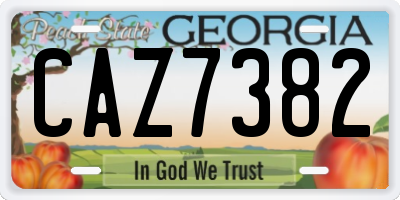 GA license plate CAZ7382